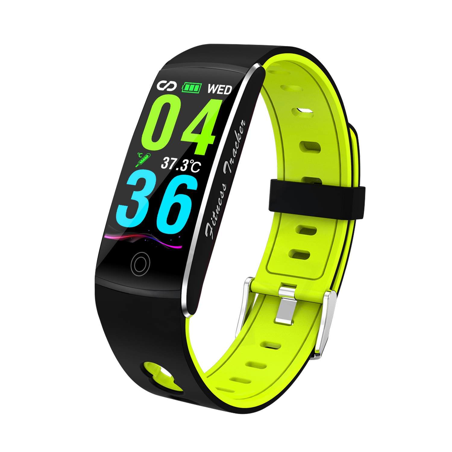 Inteligentny zegarek pomiar temperatury fitness trackery tętno pomiar ciśnienia tlenu we krwi pulsoksymetr bransoletka wodoodporny krokomierz (zielony)