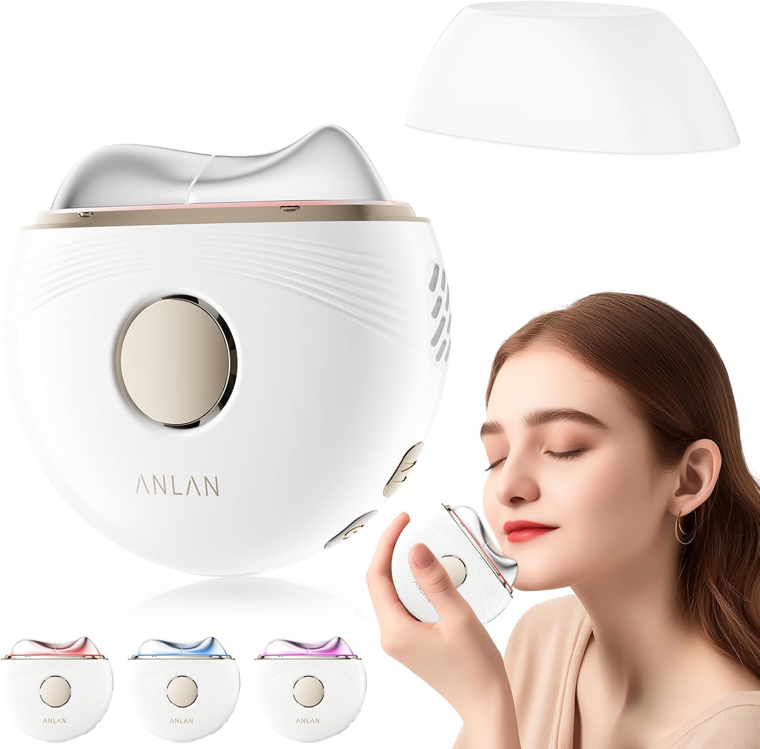 ANLAN Gua Sha Visage Électrique Appareil Massage, Appareil Anti Rides Visage, Chaud et Froid Modes, 3 Colore Appareil de Beauté, Massage Visage Pour Lifting Visage et Cou Double Menton Appareil