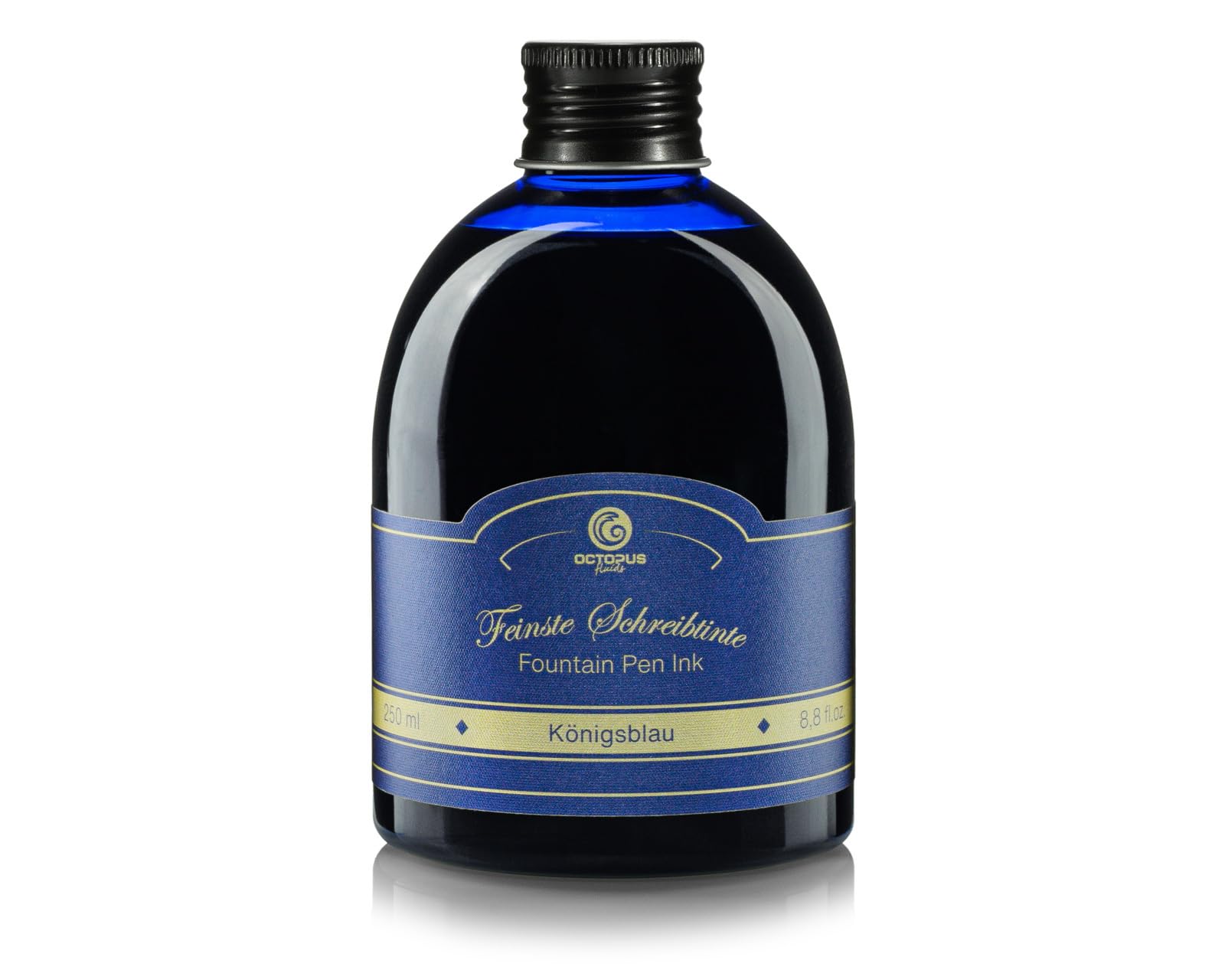 Octopus Tinta de pluma estilográfica en botella práctica, tinta para pluma, tinta de pluma, tinta de caligrafía, color azul real borrable 250 ml