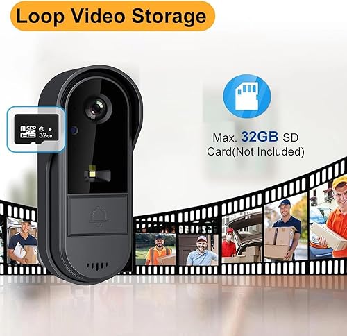 Miniatura 4 de Timbre con cámara inalámbrica sin suscripción con monitor para apartamento, Timbre con cámara 1080P, no necesita aplicaciónWiFi, video portero de