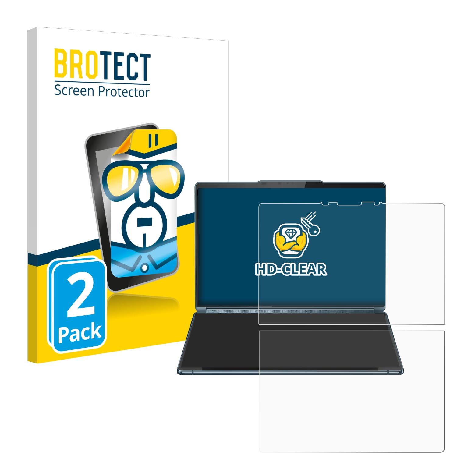 Protection écran BROTECT Pour Lenovo Yoga Book 9i Gen 9 - 2 Films Ultra-clairs Anti-rayures, Anti-traces
