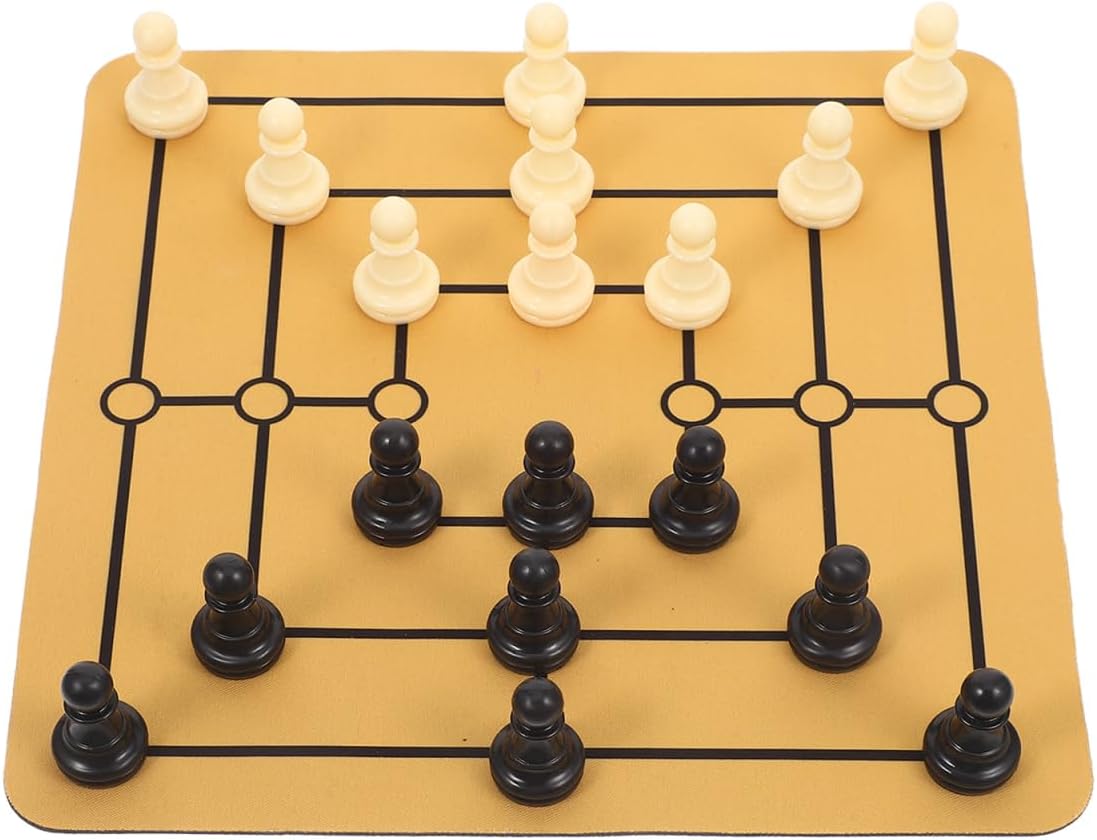 VANZACK 1Set Nine Mens Morris Portable Chessboard Set Fun Family Game for All Ages Lightweight Desktop Board for Entertainment for Home Gatherings and Educational Play