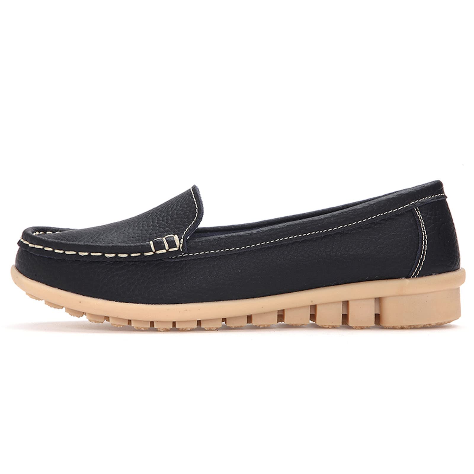 Meidiastra Mocasines para mujer, zapatos planos de enfermería, zapatos planos para conducir, zapatos de barco, Negro, 39 EU