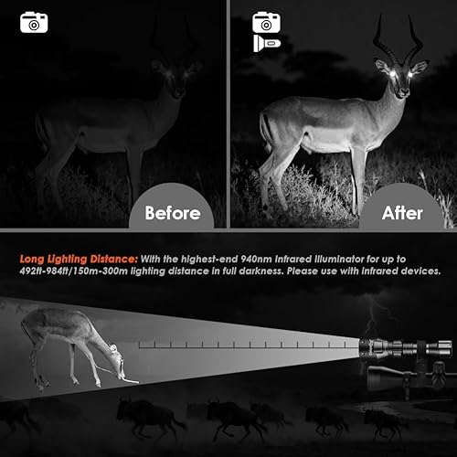 Miniatura 8 de UniqueFire 1503 850nm IR Iluminador Linterna Luces para Visión Nocturna Lente 50MM Zoom Foco Infrarrojo con 3 Modos Memoria IR Linterna Coyote Pesca