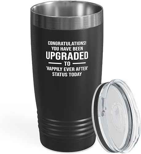 Bride Tumbler 20oz Black -Been Upgraded - Bride To Be Gifts Bridal Shower Wedding New Bride Mr Mrs Bachelorette Party Fiancee Newly Engaged