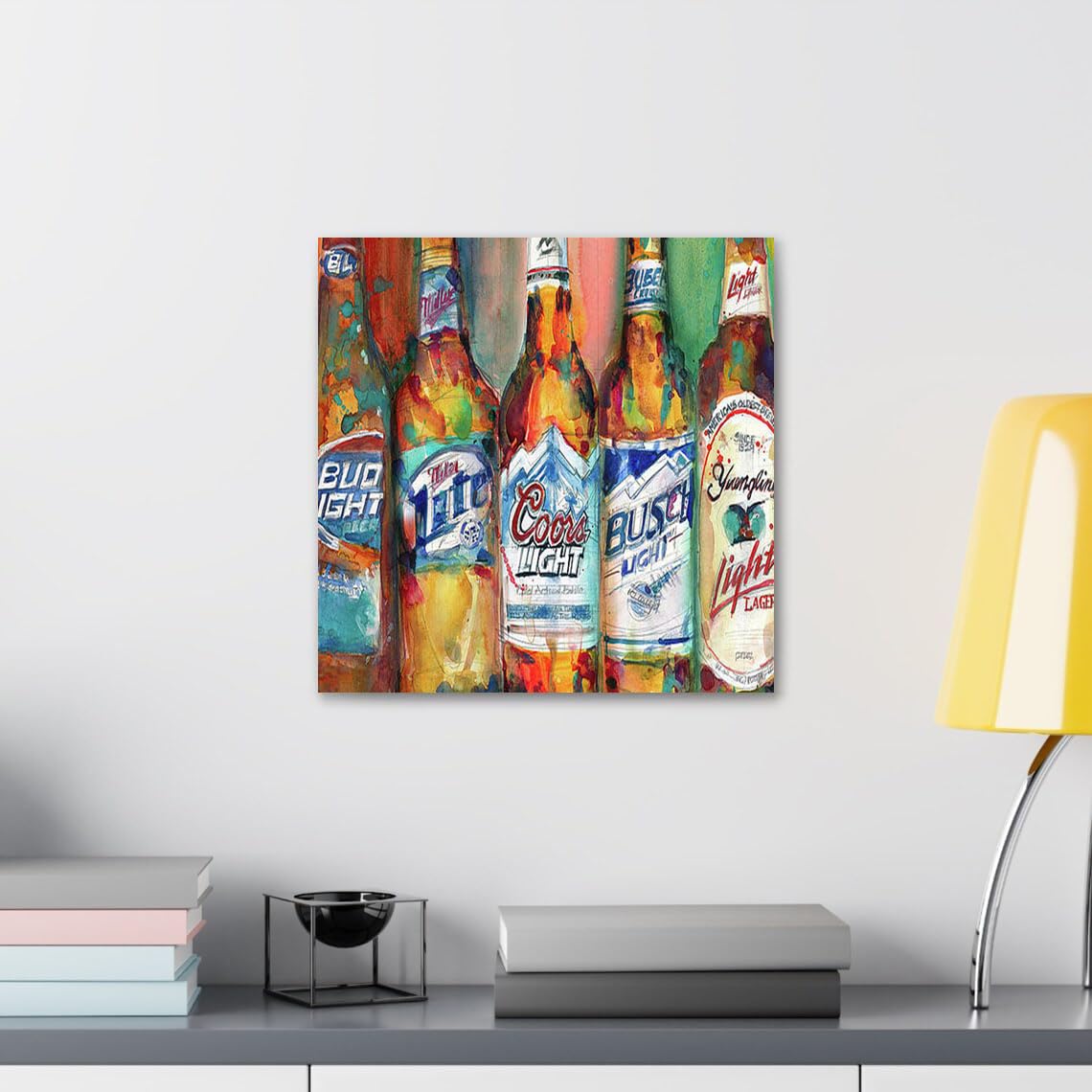 GADGETS WRAP Canvas Gallery Wrap Framed for Home Office Studio Living Room Decoration (10x10inch) - Bud Light Miller Lite Coors Light Busch Light Yuengling Light Combo Beer