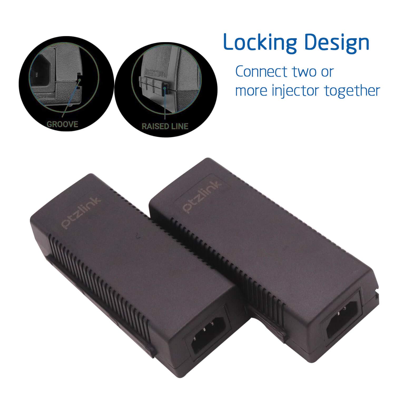 Buy PTZlink 60W POE Injector 48V Gigabit 10/100/1000Mbps Shielded RJ45