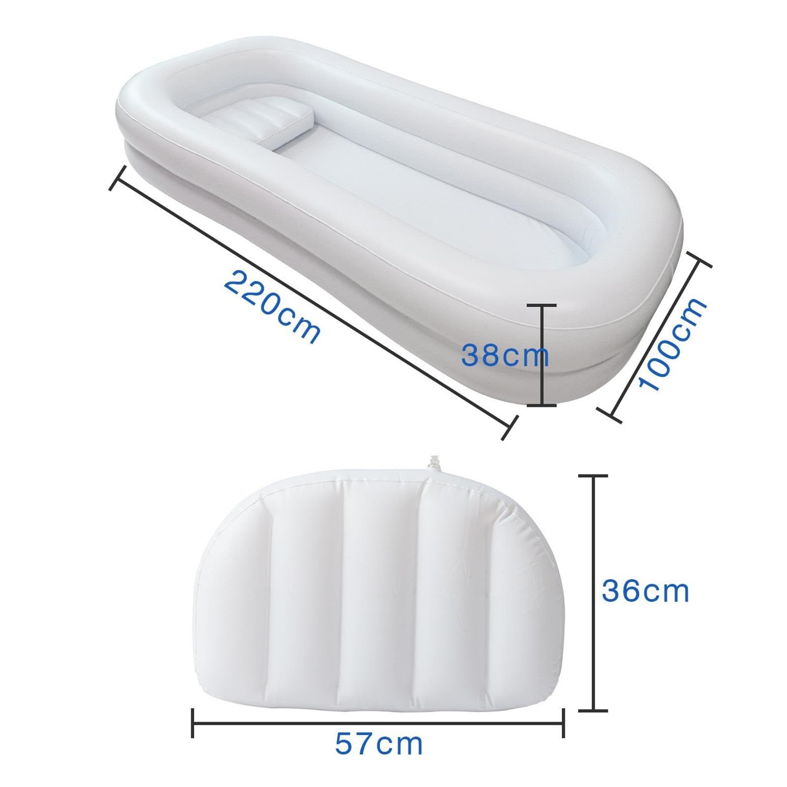 Genérico Bañera Inflable con Almohada de Aire, Ducha fácil de Limpiar para Adultos postrados en Cama (Blanco B)