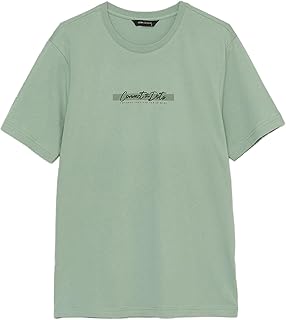 تيشرت قطن ممشط مزين بطباعة برقبة دائرية ضيقة وأكمام قصيرة للرجال من ال سي وايكيكي