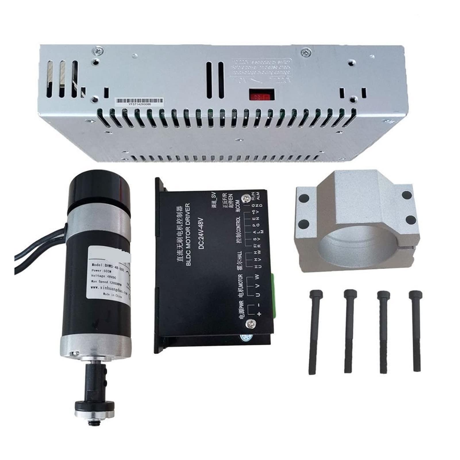 Silnik Wrzeciona, Silnik wrzecion bez szmotru 48 V 500 W wrzeciona+5 7 mm Zacisk za pomocą śrub+ 48V bezszczotkowy sterownik silnika+ 4 8vdc 10.5a Zasilacz(Package2)