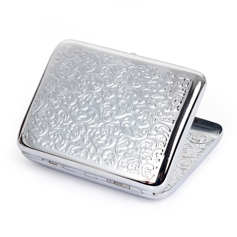 Amazon.com: Embossed Arabesques Pure Copper Metal Cigarette Case Holds 16  Cigarettes (Silver) : Health & Household