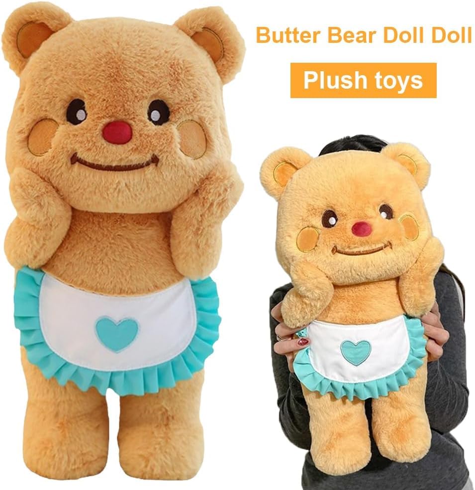 Image of Butter Bear Plush Doll Cute Teddy Bear with Apron Soft PP Cotton Plush Doll Toy for Children Day Gift 30 cm