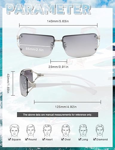 Miniatura 3 de MASDUN Elegantes gafas de sol rectangulares sin marco sin marco para mujer rodeadas de diseñador de moda para hombres
