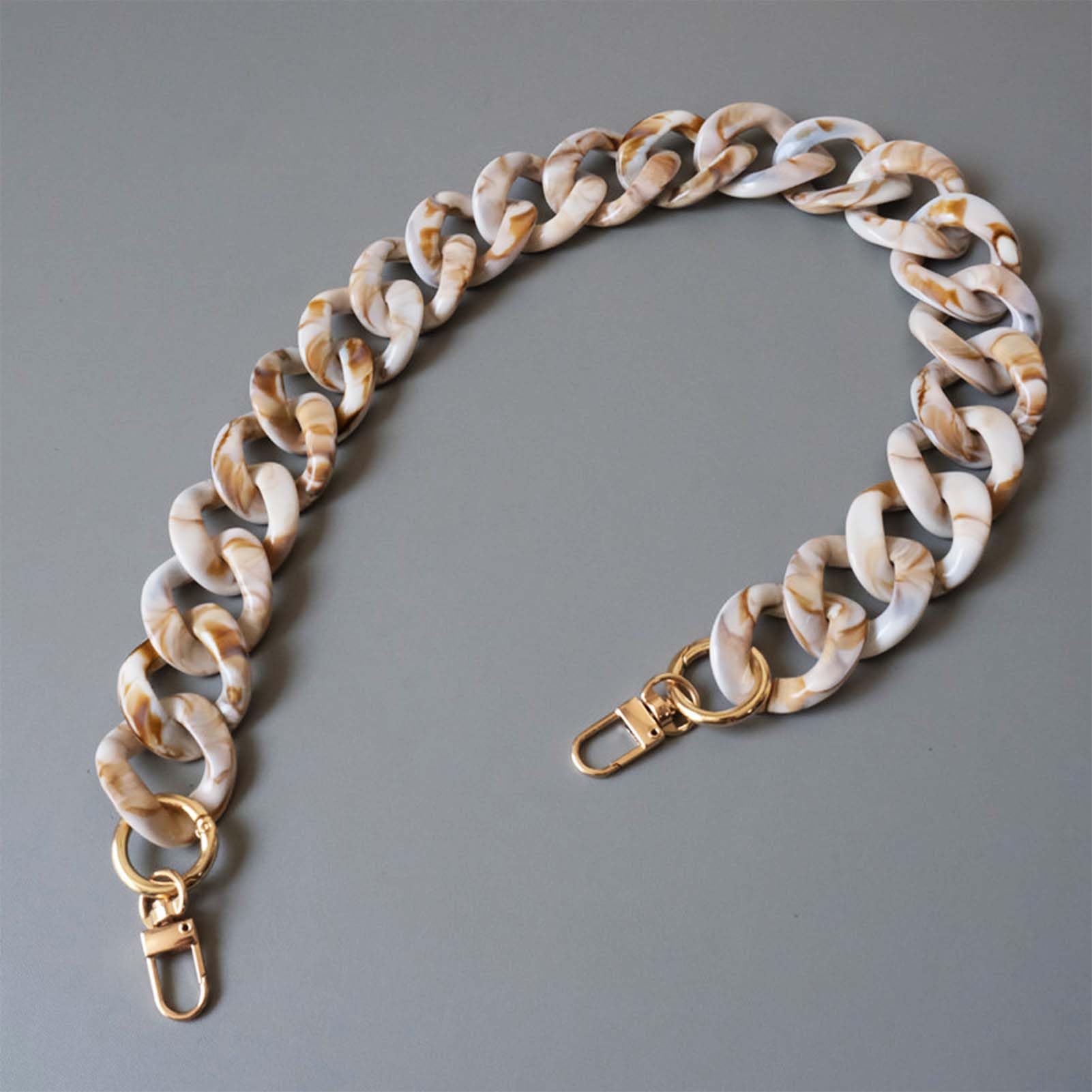 KMERCEWomen's Beige Acrylic Shoulder Bag Chains Large Shoulder Bag Replacement Strap for Bag Width 3.2 cm Length 60 cm