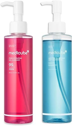 medicube Jelly & Oil Cleanser Duo: PDRN Jelly to Foam and Zero Pore Blackhead Cleansing Oil for Makeup Removal & Pore Care | Hydrating, Low-Irritation Daily Cleanse | Korean Skincare