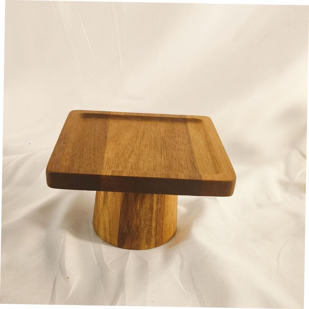 Soporte de Pastel de Madera con Pedestal para Repostería Bandeja para Servir Postres y Frutas Plato Cuadrado para Eventos y Cocina para Pastelería y Banquetes