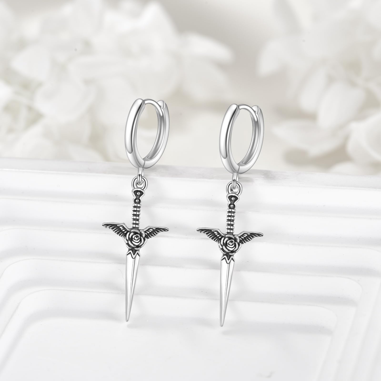Orecchini pendenti a forma di spada, in argento Sterling 925, gioielli vichinghi, regalo per donne e uomini