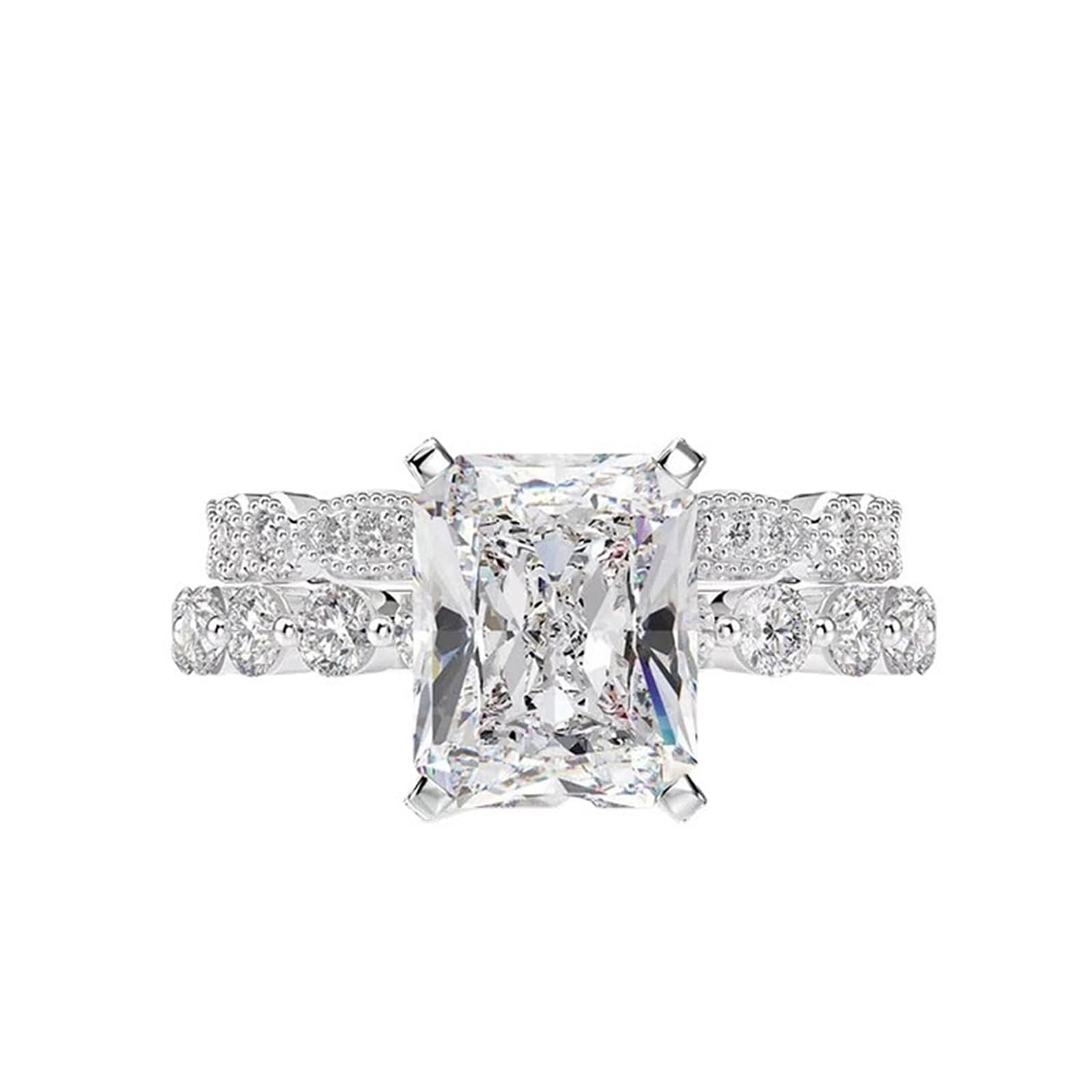 2pcs Anillo de plata esterlina minimalista S925 para anillo de mujer Regalo de lujo ligero de boda de vacaciones de día de San Valentín personalizado