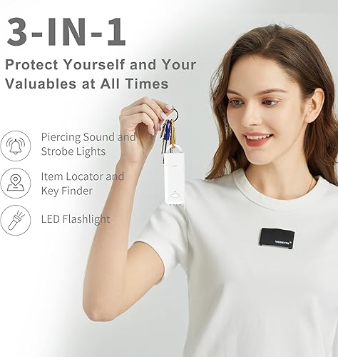 Miniatura 2 de Alarma de seguridad personal para mujeres, sirena de 130 dB, funciona con Apple Find My App (solo iOS), buscadores de llaves y rastreadores