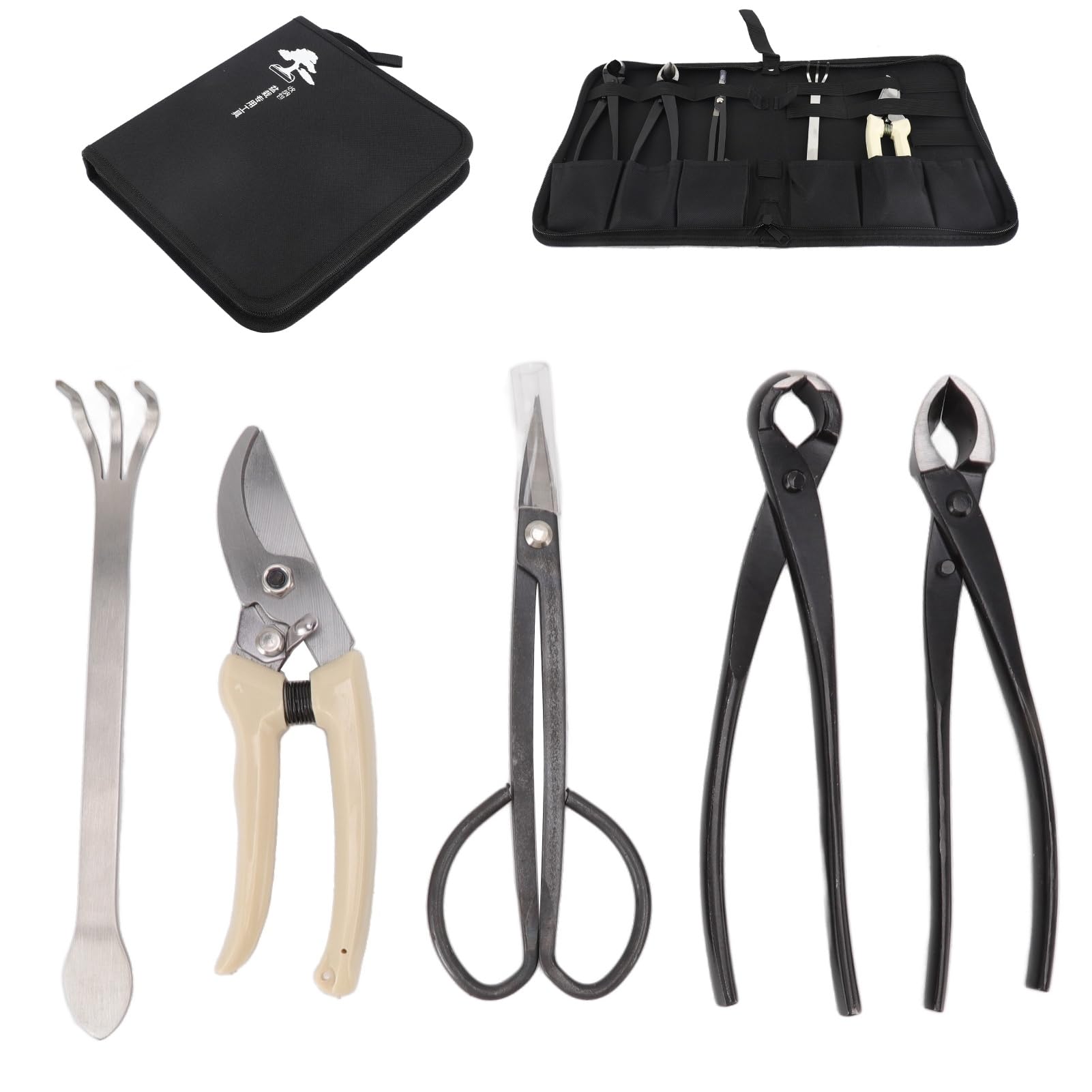 Set di strumenti Bonsai da 5 pezzi, scisori bonsai in acciaio al carbonio concavo cutter giardinaggio ramo ramo taglieri di potatura pinza