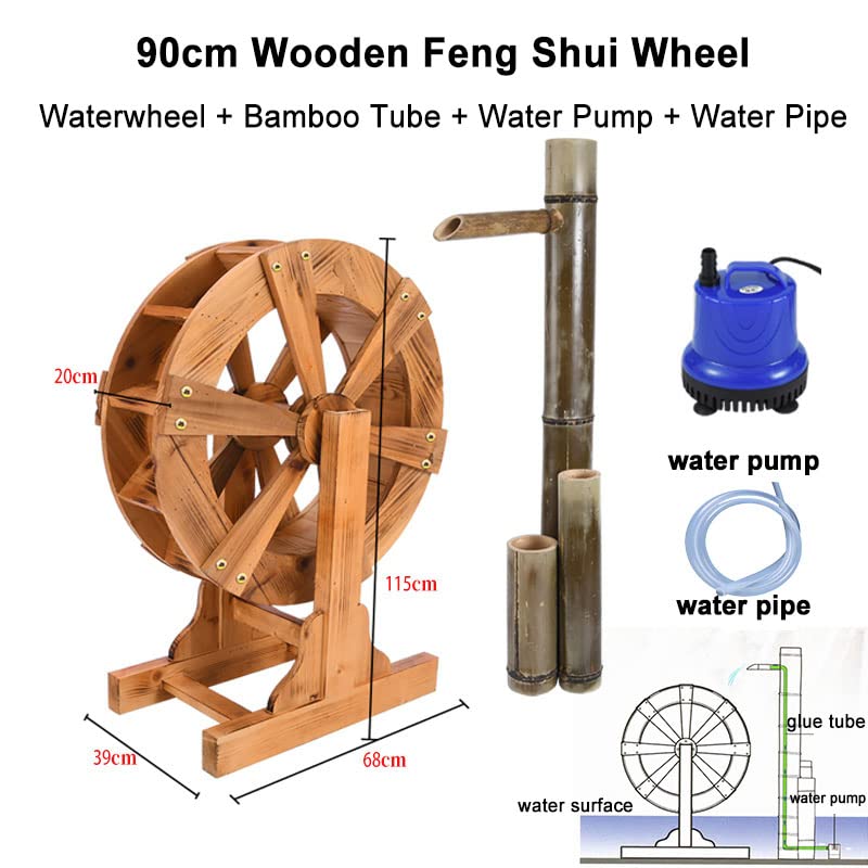 Amazon.co.jp: 木製水車噴水風水ホイールヤード装飾屋外、庭の装飾水