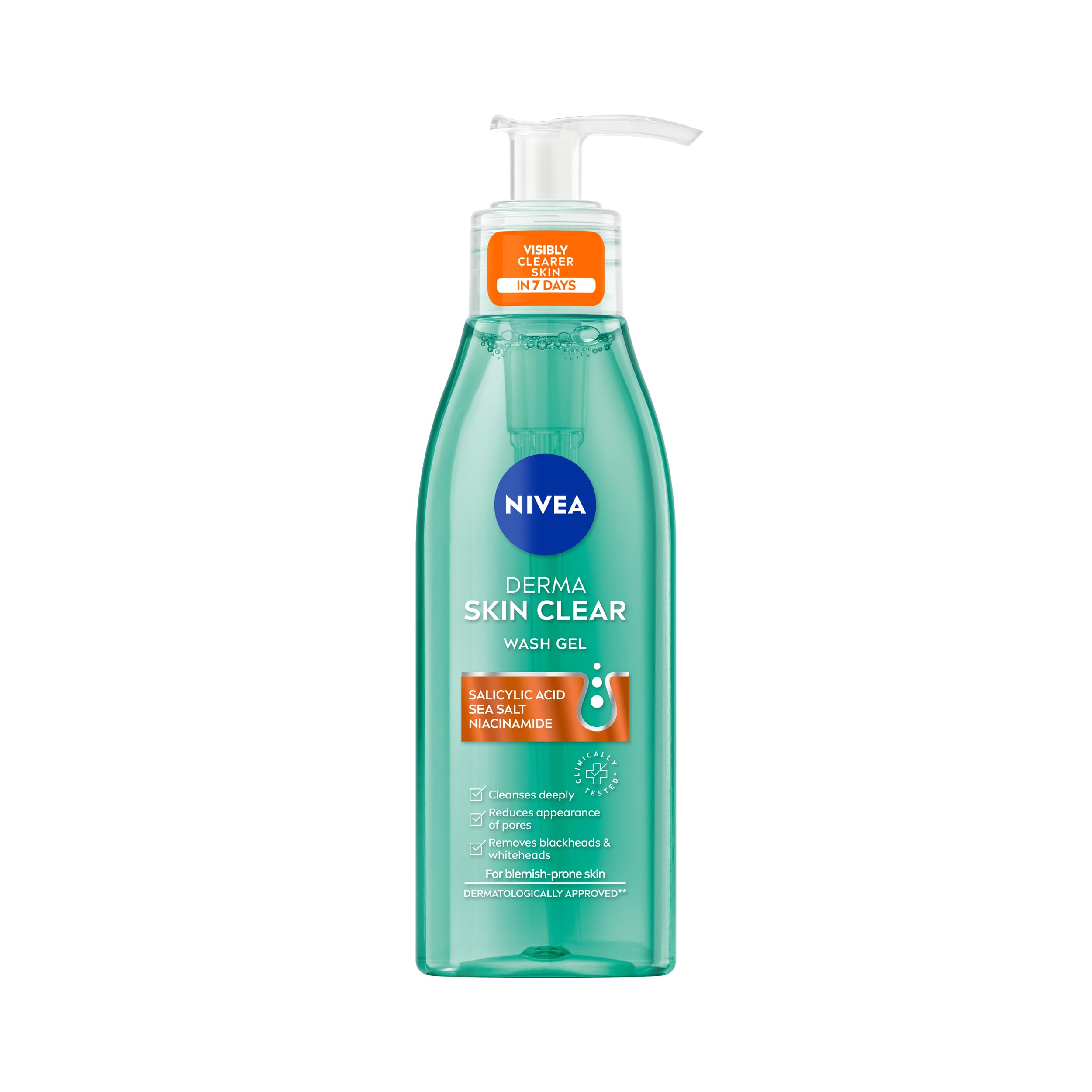 NIVEA Derma Skin Clear Wash Gel 150ml, Deep Cleansing Salicylic Acid Face Was...