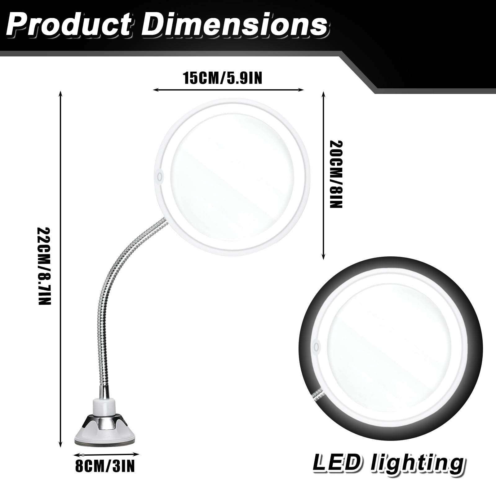 Specchio Da Doccia Anti-Appannamento Con Luce LED - 3 Colori Dimmerabili, Supporto Per Rasoio, Senza Foratura - Foto 3