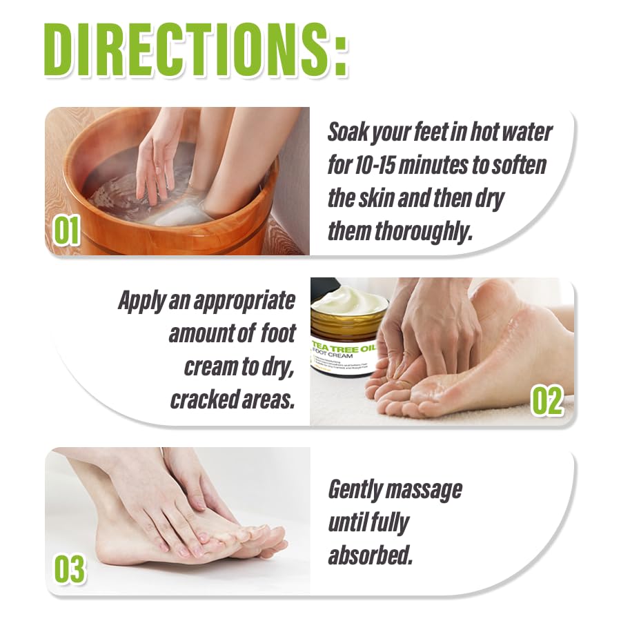 Tea Tree Oil Foot Cream 3.53 oz – Moisturizing & Nourishing Foot Lotion for Dry Cracked Feet, Softens Rough Skin, Soothes & Refreshes Tired Feet - Image 7