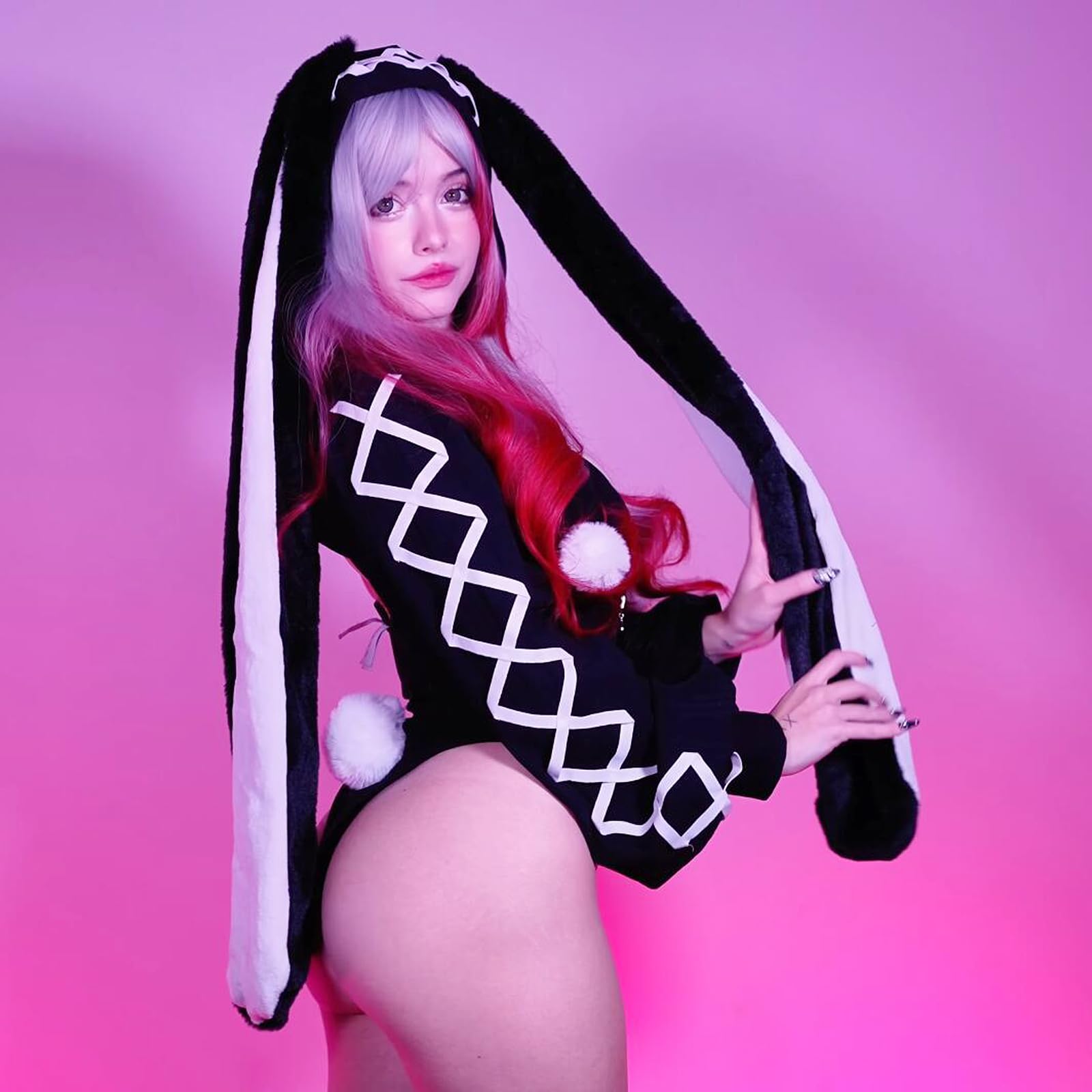 KORURACLUB Cosplay Sexy maid outfit Bunny Outfit cosplay women Animal Costumes Bunny Bodysuit: Black Large-X-Large
