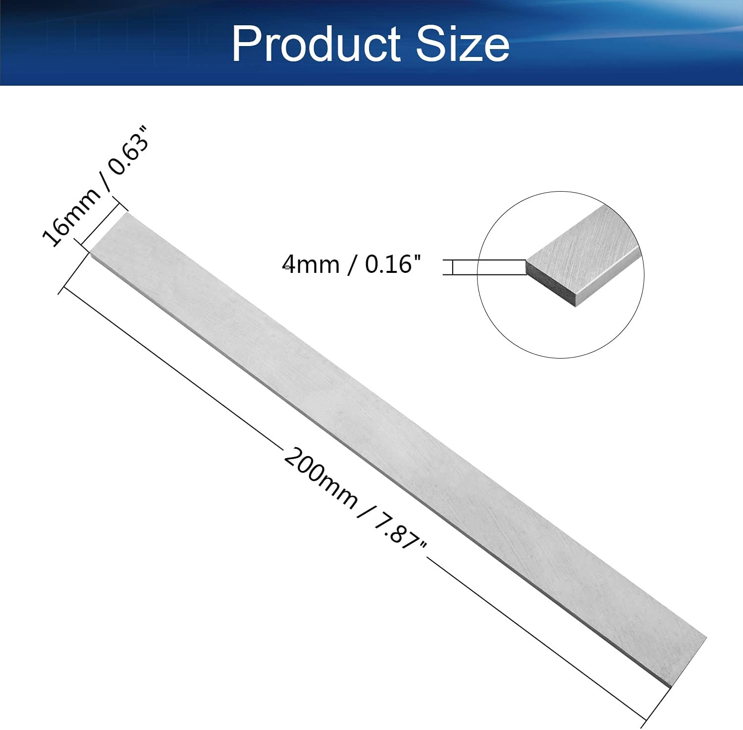 Auniwaig Lathe HSS Square Cutting Tool Bits Bar Rectangular Lathe Fly Cutter Mill Blank 4mm x 16mm x200mm 1pcs