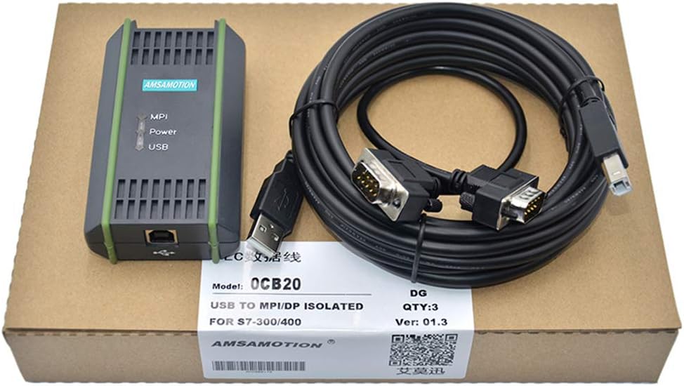 AMSAMOTION USB-MPI Programming Cable for Siemens S7-200 300 400 Series 6ES7 972-0CB20-0XA0 PLC 0CB20 USB MPI/PPI/DP/PROFIBUS USB MPI PC-MPI Adapter