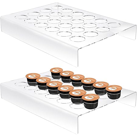 Amazon.com: Paquete de 2 bandejas de acrílico para cápsulas de café –  Organizador de cajones para cápsulas de café, bandeja organizadora KCup,  bandeja para cajones con capacidad para 24 cápsulas de café