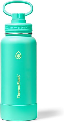 Miniatura 11 de ThermoFlask - Botella de agua de acero inoxidable aislada al vacío de doble pared, 32 onzas con tapa con canalón, rosa impactante Rosado