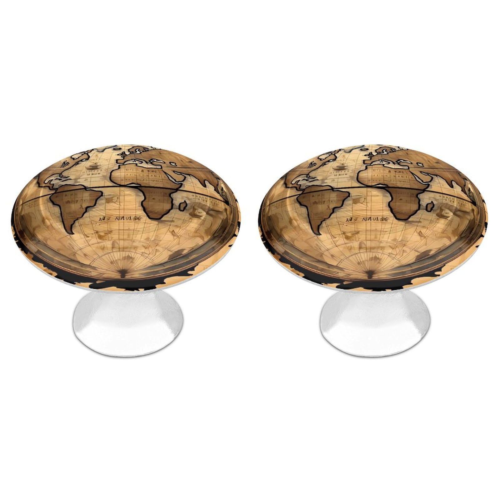 QMNLKH Ancient Map World Globe Cabinet Knobs for Home, Round Drawer Pulls for Kitchen, Personalized Cupboard Handles with Screw, Fashion Dresser Knobs for Office, Drawer Handles, 2 Packs