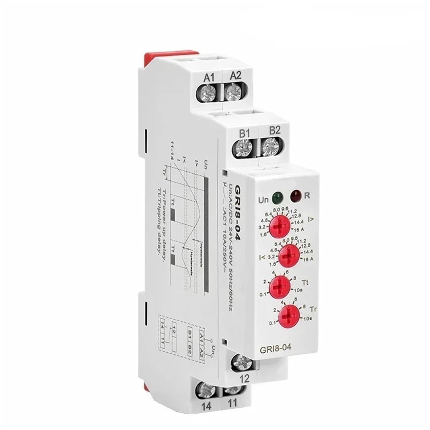 GRI8-03/04 Over Current and Under Current Monitor 0.5A 1A 2A 5A 8A 16A Current Monitoring Relay(GRI8-04 Over Under,1.6-16A)