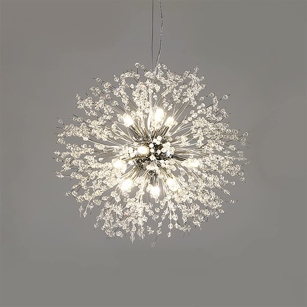 Modern Crystal Fireworks Sputnik Chandeliers,Chrome G9 Dandelion Ceiling Light Fixture, Pendant Lighting for Living Room Bedroom Dining Kitchen Island Restaurant bar Foyer Kids