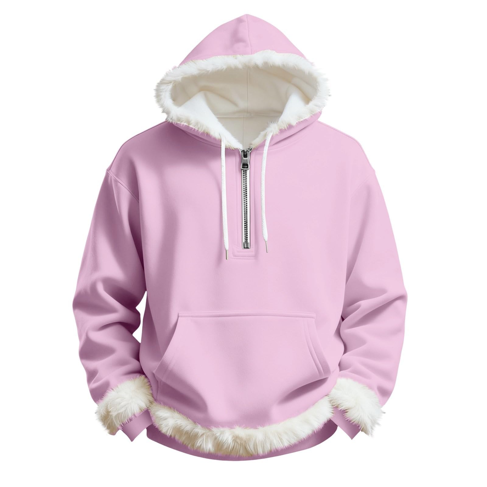 Ropa De Verano Hombre Sudadera con Capucha Y Media Cremallera Color Liso para Otoño E Invierno. Chaqueta Informal Bolsillos. Camisa Roja (Purple, XXL) Camisetas Sin Manga Camiseta