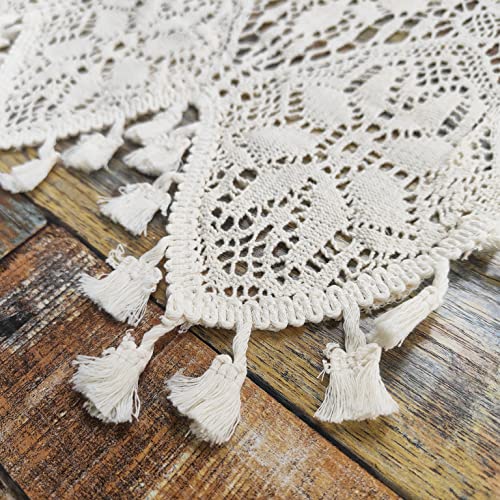 Rustic Crochet Curtains Valance For Kitchen Cotton Lace Curtains For Small Window Farmhouse Tassel Curtains For Coffee Decor Rod Pocket Hollow Sheer Curtain Tiers For Bath 1 Panel W71 X L15 Inch #TOP7