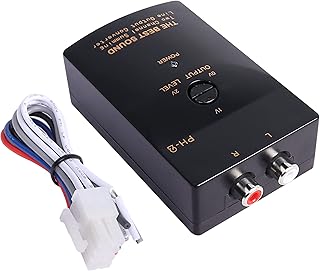 MEIRIYFA Car Audio Stereo High to Low Level Converter,Auto Car RCA High to Low 2-Channel Line Output Adapter Adjustable with Power Amplifier Control Wire