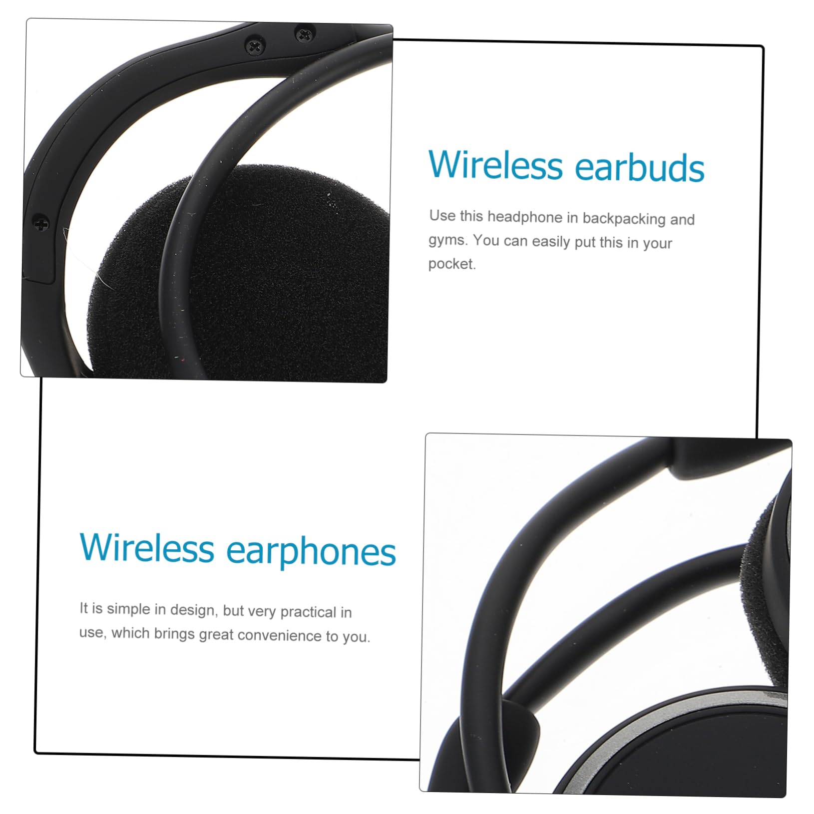 KOMBIUDA Cuffie Auricolari Sport Wireless Headphones Microfono, Leggere in Abs, Design Ergonomico, Comode Occhiali, per Palestra e Allenamento