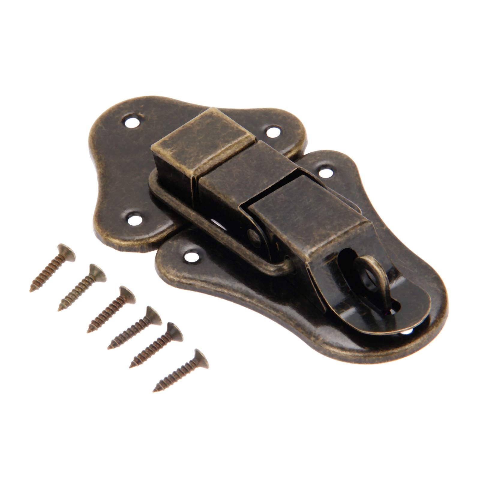 SHALLEZSOU Key Hasp Lock Antique Jewelry Wooden Box Hasps Drawer Latches Decorative Suitcases Hasp Latch Buckle Clasp Furniture Hardware 95x52mm