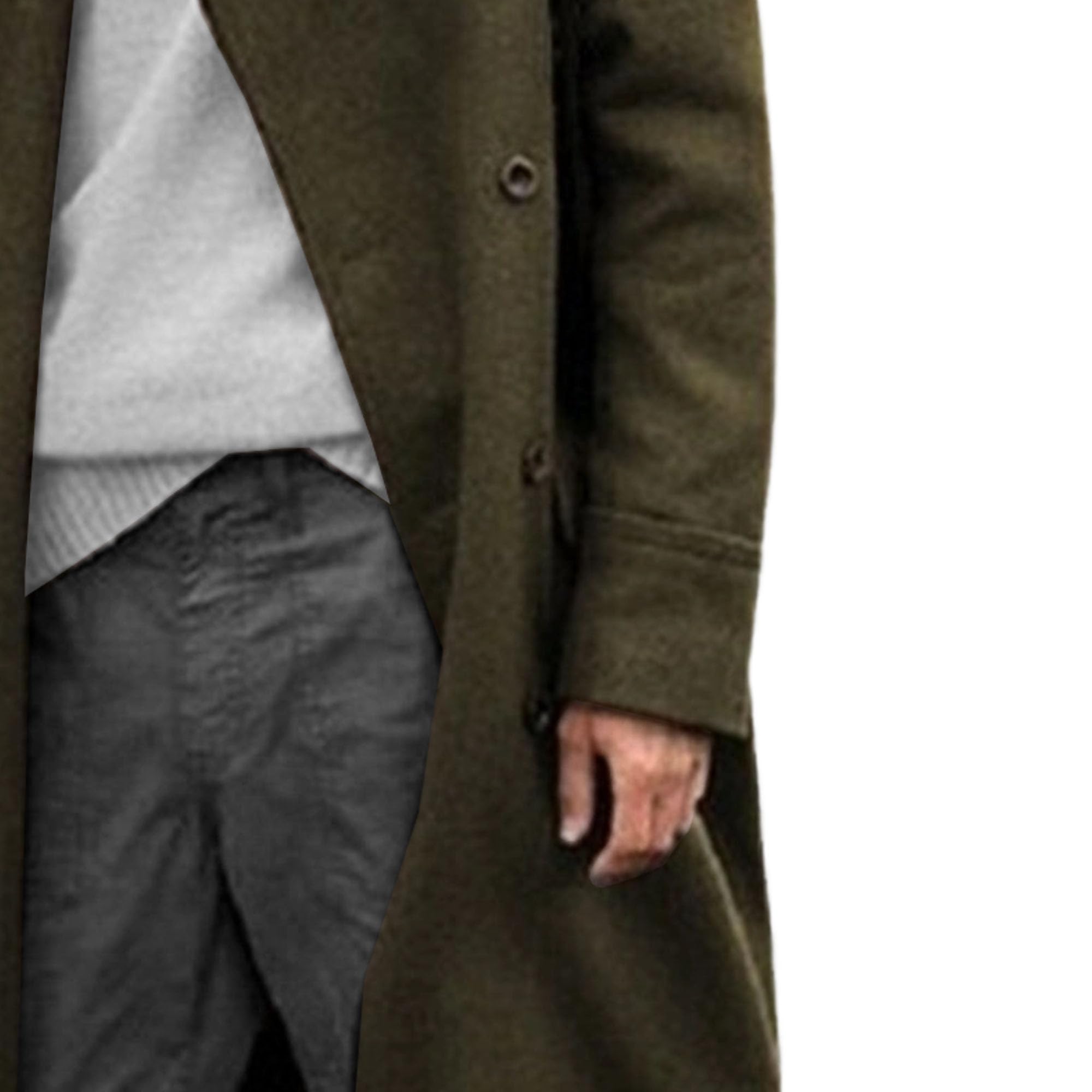 Gabardina larga con solapa de muesca para hombre, botonadura única, longitud a la rodilla, abrigo térmico de invierno, mezcla larga, abrigo casual