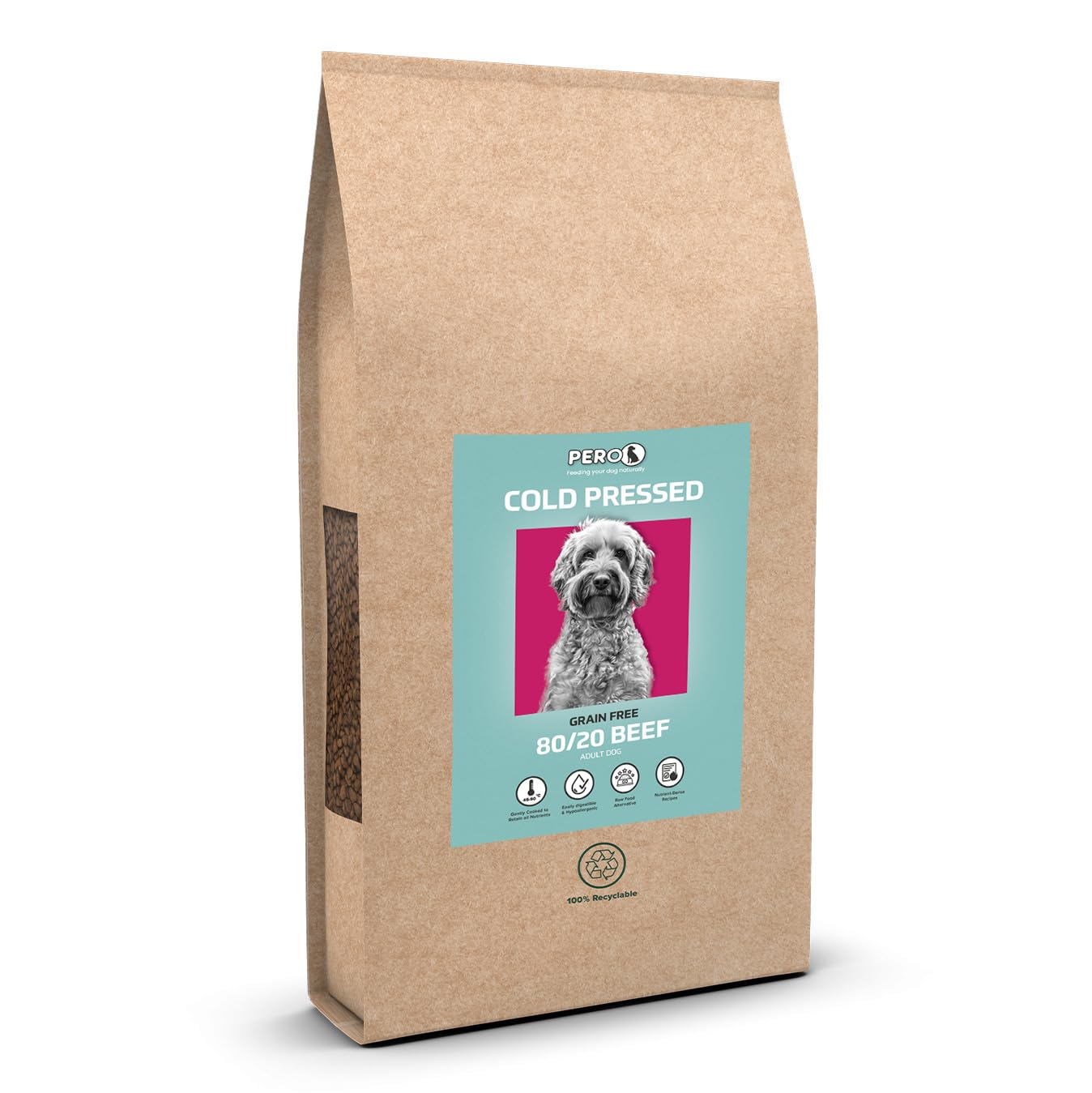 Pero Cold Pressed Dog Food – 80/20 Beef – 70% Beef, High Protein Raw Alternative with Joint Care (5kg)