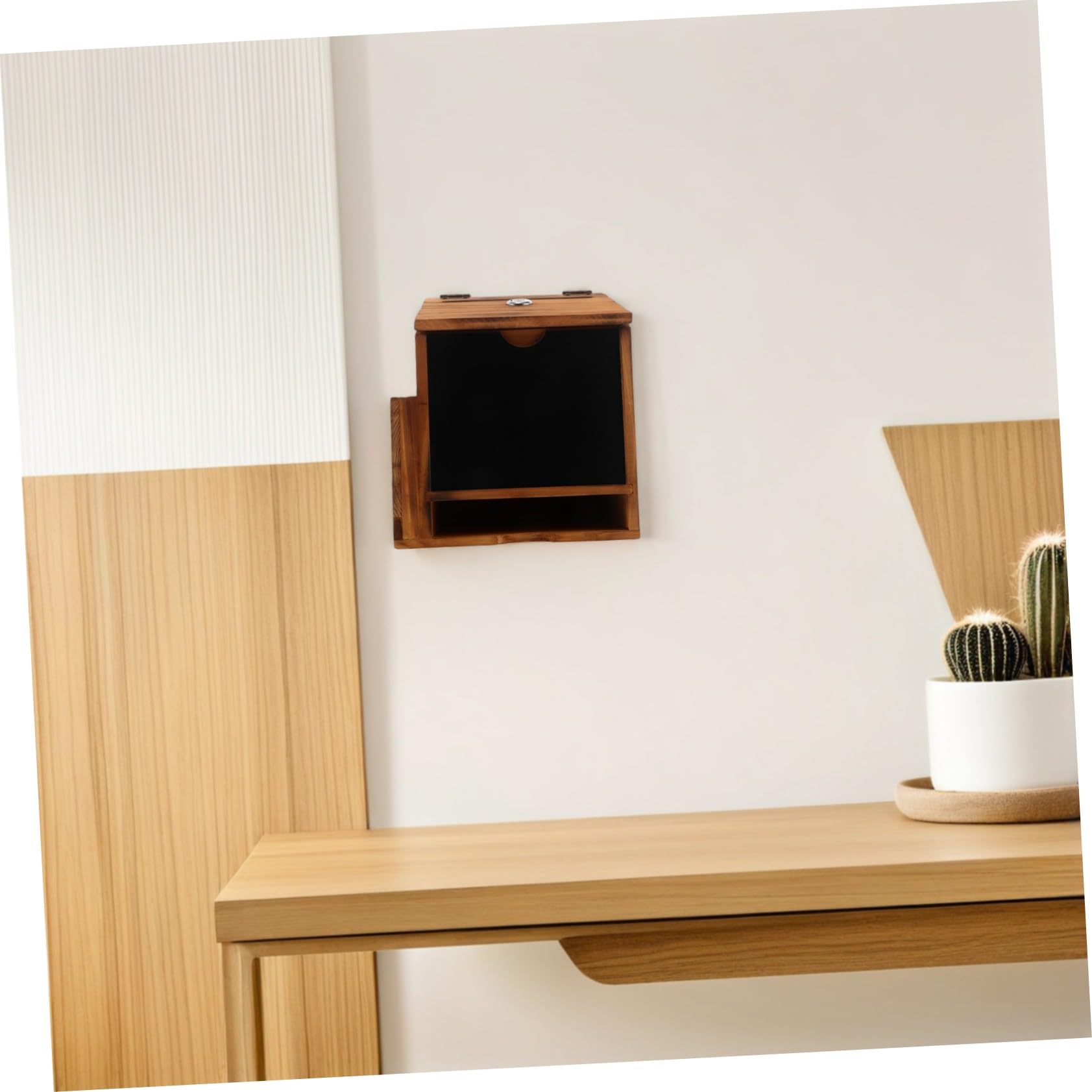 Boîte à Suggestions en Bois Murale avec Serrure, Coffret de Collecte | Finition Café, Style Rustique, Matériel de Fixation Inclus pour Installation