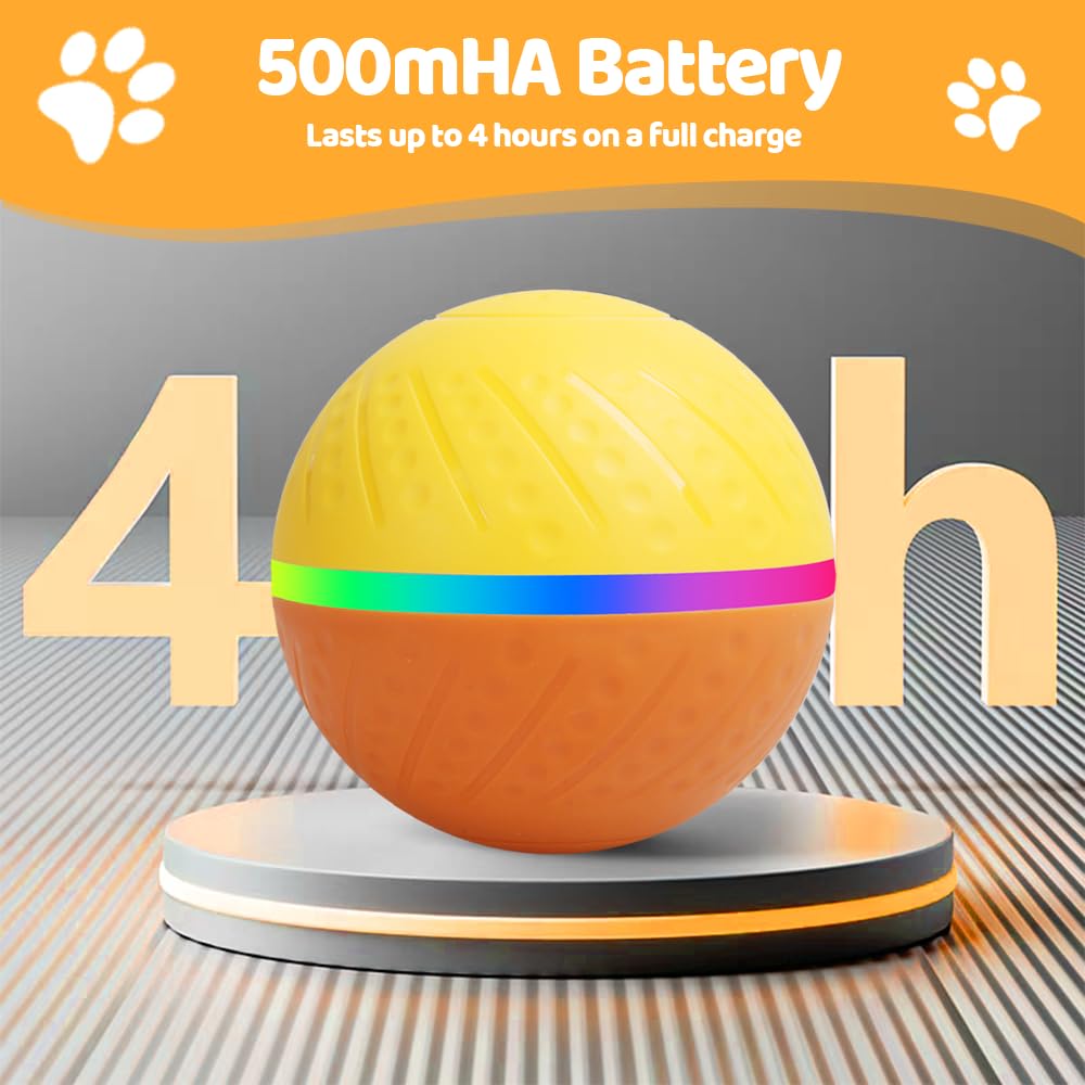 DONGKER Balle Interactive pour Chien,Jouet Intelligent et Étanche,Batterie Intégrée de 500 MAh,pour Petits,Moyens et Grands Chats
