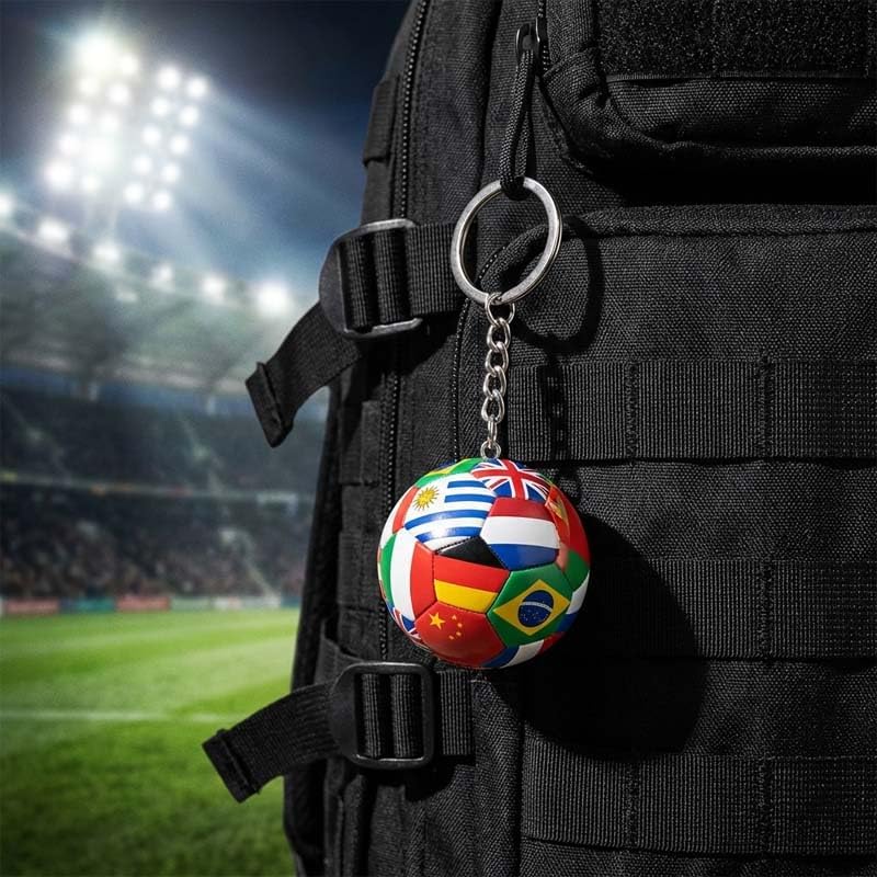 4 Pcs 2026 Soccer Ball Keychain Set - 3D Soccer Keychain Souvenir with National Flags Keyring, Soccers Gift & Accessories for Men Sports 2026 Merchandise Team Bag Charm