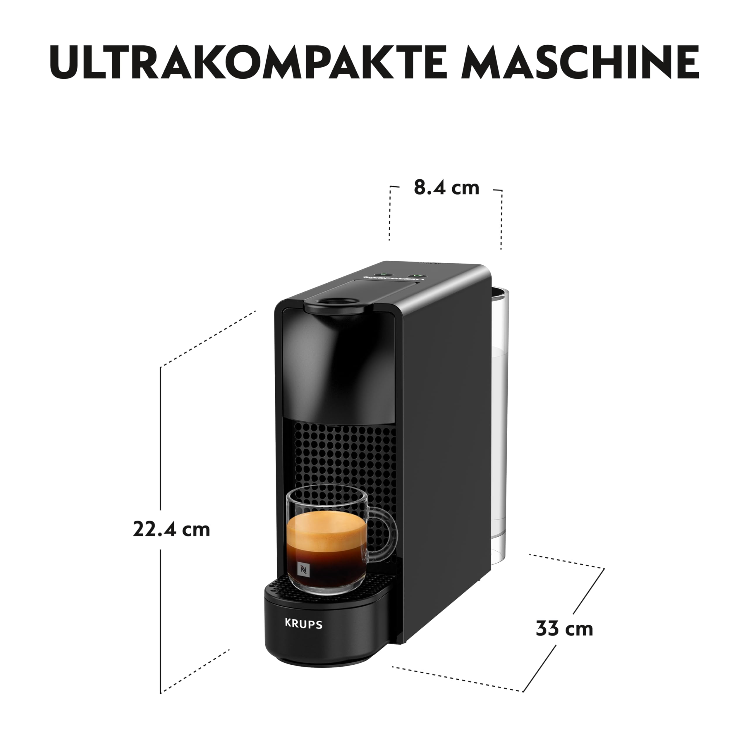 Nespresso Krups Essenza Mini Kaffeekapselmaschine 19 bar 1260 Watt 0,6 l Wassertank schwarz