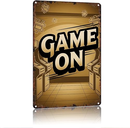 Retro Arcade Gamings - Letreros de metal de aluminio vintage de 8 x 12 pulgadas, para sala de estar, patio, porche, cocina, decoración de pared