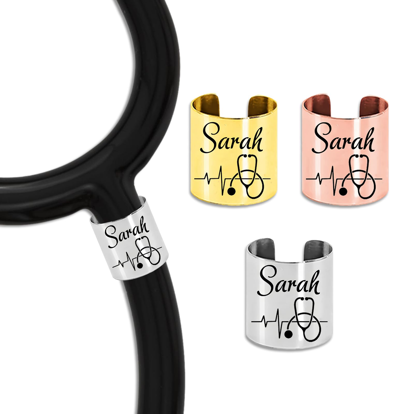 Stethoscope Name Tag Personalized Stethoscope Charms with Engraved Name Stethoscope Accessories for Nurse Doctor Medical Professional-Style 5