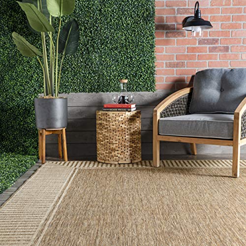 Image of nuLOOM Asha Light Brown Bordered Indoor /Outdoor Area Rug, 5' x 8'
